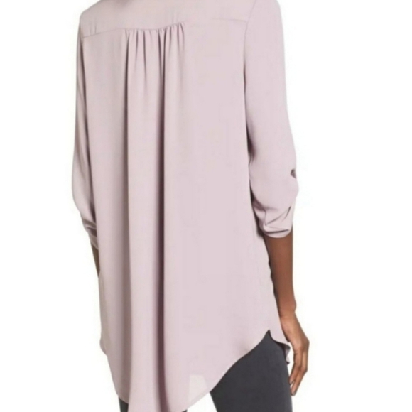 LUSH Pink Relaxed Mandarin Collar Blouse Size Small - Picture 3 of 4